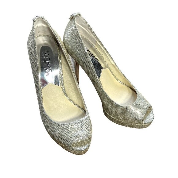 MICHAEL MICHAEL KORS Metallic York Platform Pumps Silver Sz 5 NWOB - Picture 1 of 9
